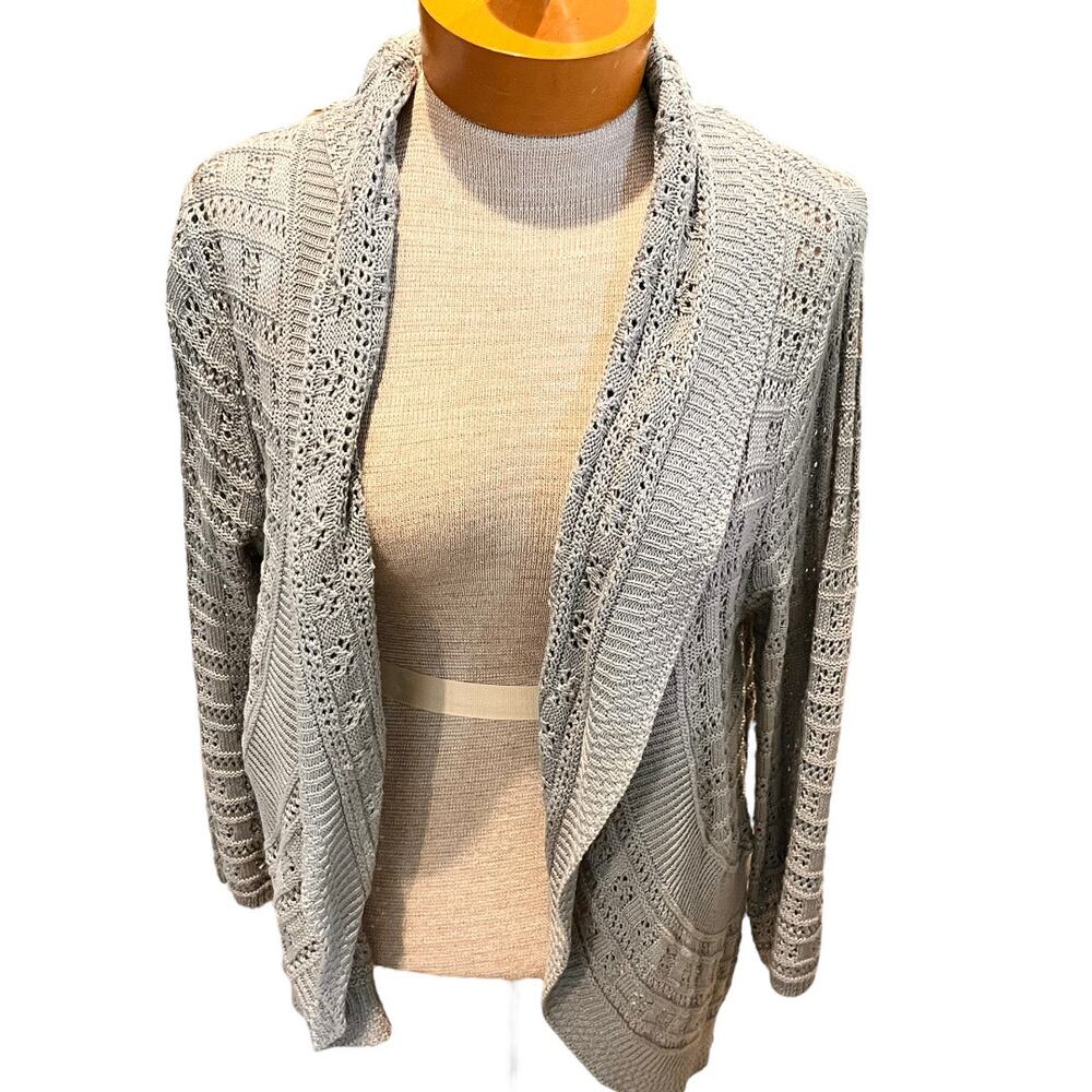Vintage Size Small Womens Cardigan Sweater Joseph A. Open Knit Gray NWT